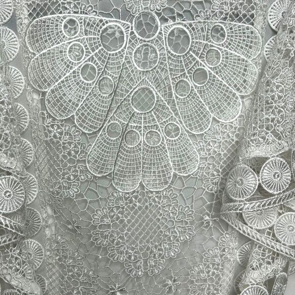 🤍 TED BAKER LONDON HIGH NECK LACK FRONT BLOUSE WHITES SIZE 1 (US 2/4) SMALL - Picture 8 of 10